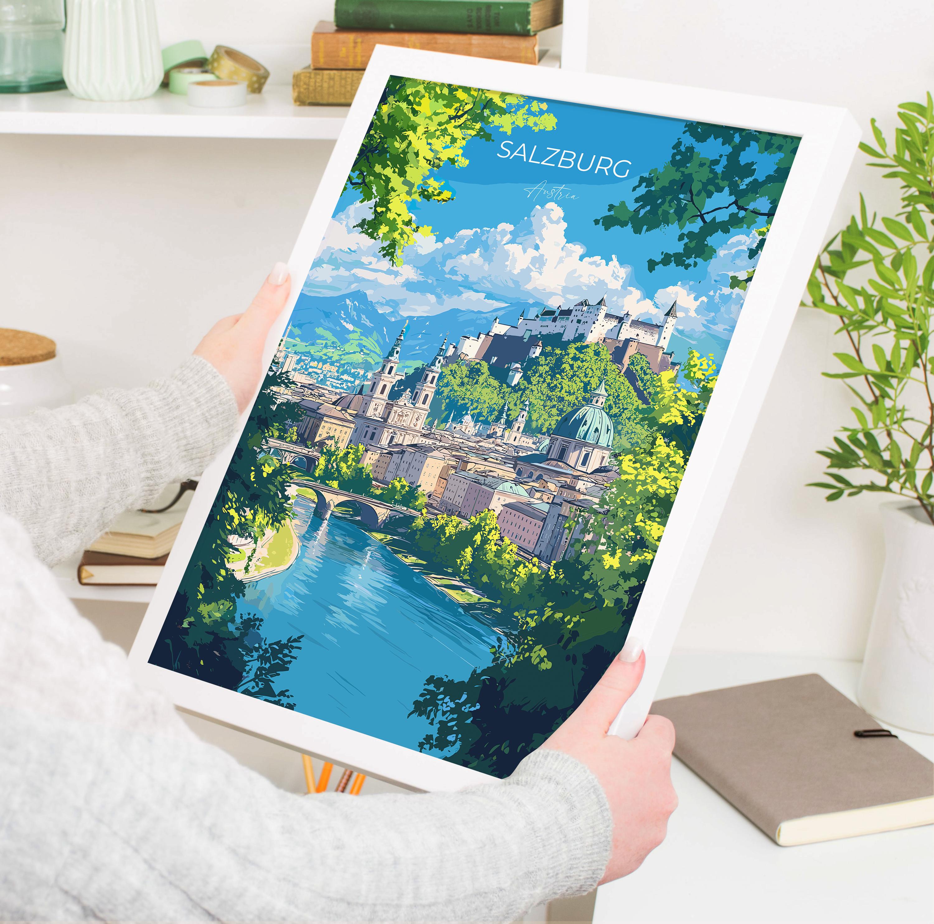 Salzburg Wall Art Travel Print, Travel Poster of Salzburg, City Poster, Salzburg Art Gift, Austria Art Travel Lovers Gift NQ Media Designs
