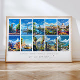 Favourite Places Travel Gift, Personalised Travel Memories Poster, Travel Print Collage, Custom Souvenir Gift for Travel Lovers NQ Media Designs