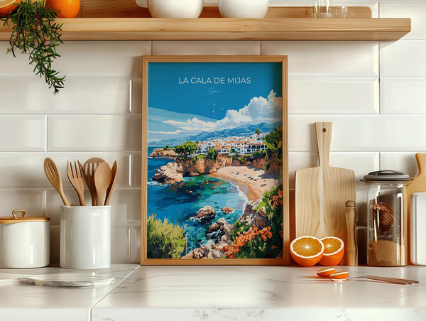 La Cala de Mijas Travel Print, Travel Poster of La Cala de Mijas, Spain, Malaga Gift, Spain Gift Art, Wall Art Print