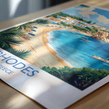 Rhodes Travel Print, Travel Poster of Rhodes, Greece Gift, Greek Islands Art Lovers Gift, Rhodes Wall Art Print NQ Media Designs