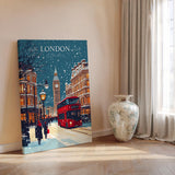 London at Christmas Travel Print | Festive London Wall Art | Christmas Gift NQ Media Designs