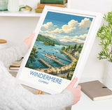Windermere Print, Lake District Wall Art with Border, Cumbria Poster, England Travel Print, Windermere Gift Print