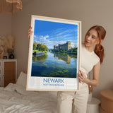 Newark Travel Poster Wall Art, Travel Print of Newark on Trent, Nottinghamshire, England, English Market Town Gift, Nottingham Art NQ Media Designs