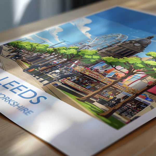 Leeds Travel Wall Art Print, Travel Poster of Leeds,West Yorkshire Wall Print, English City Art Gift