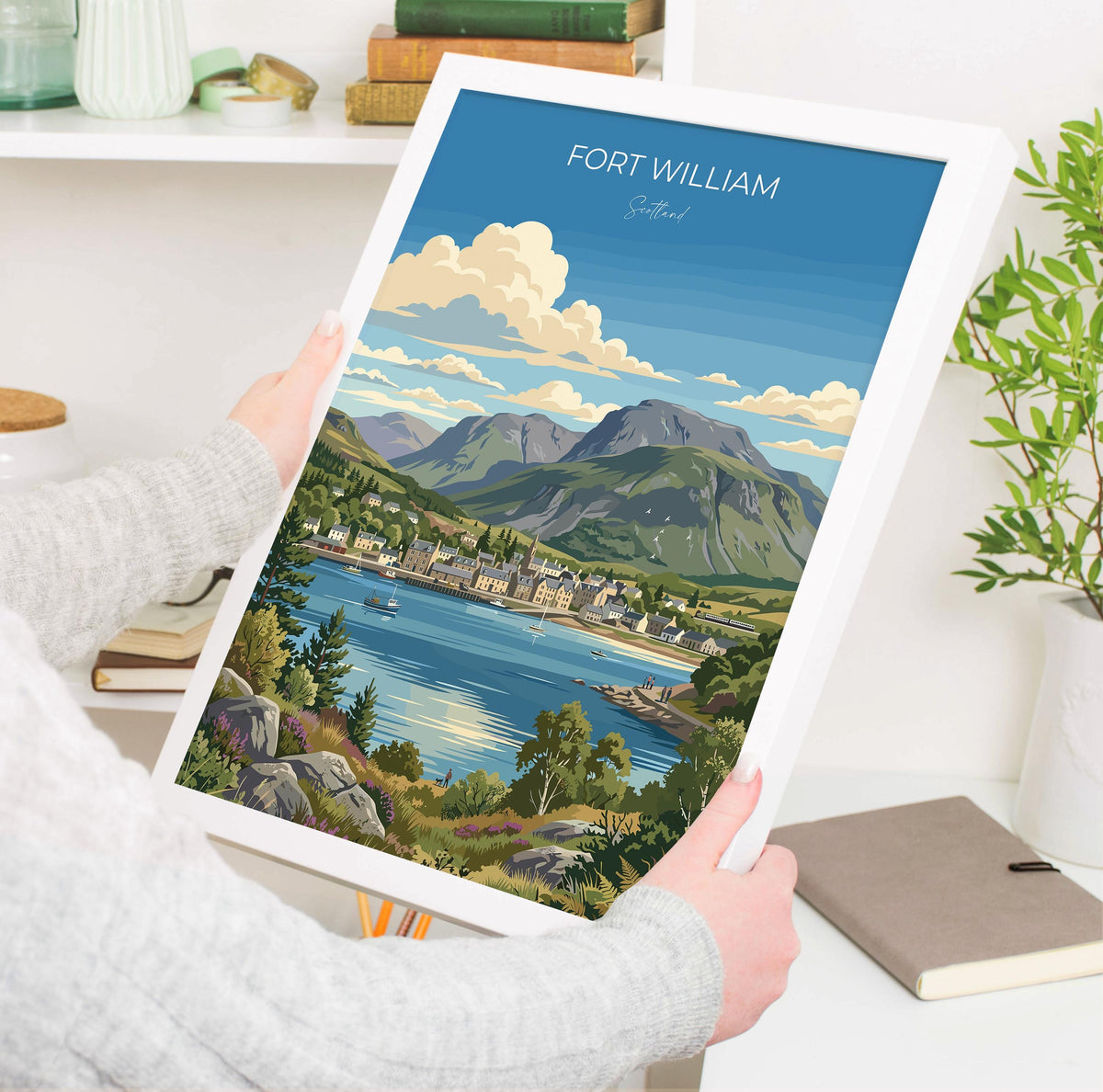 Fort William Scotland Poster, Ben Nevis Wall Art, Scottish Highlands Print, Loch Linnhe Poster, Fort William Gift