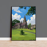 Edale Village, Peak District Travel Poster Wall Art, Travel Print of Peak District, Derbyshire, English Countryside NQ Media Designs