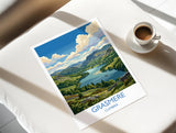 Grasmere Print, Lake District Wall Art with Border, Cumbria Poster, England Travel Print, Grasmere Gift Print
