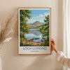 Loch Lomond Scotland Travel Poster, Scottish Highlands Wall Art, Scenic Loch Landscape Print, Nature Illustration, UK Decor, Scotland Gift