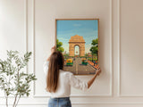 Delhi India Travel Print, India Gate Wall Art, New Delhi Landmark Poster, Historic Monument Illustration, Vintage Style Asia, India Gift