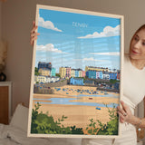 Tenby Travel Print Wall Art, Tenby Travel Poster, Wales, Pembrokeshire Coast, Welsh Art Gift, Wall Art Print NQ Media Designs