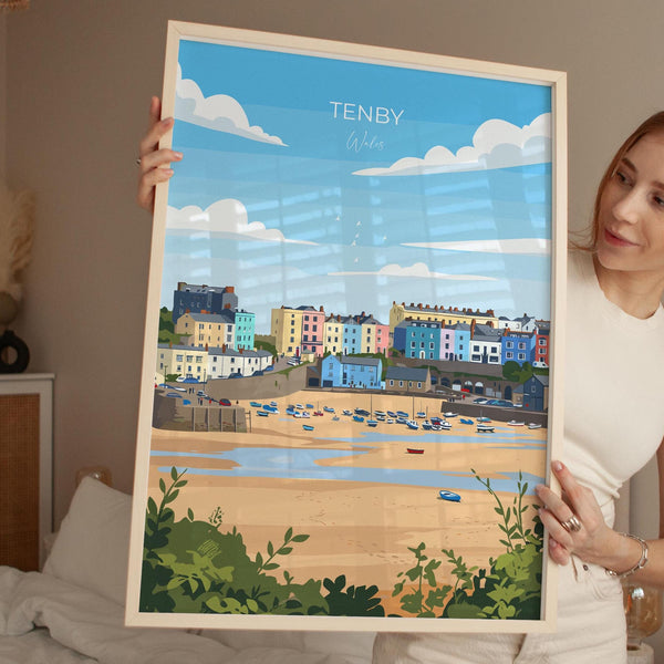 Tenby Travel Print Wall Art, Tenby Travel Poster, Wales, Pembrokeshire Coast, Welsh Art Gift, Wall Art Print