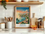 Darwin Australia Travel Poster, Darwin Waterfront Wall Art, Northern Territory Print, Tropical Cityscape Illustration, Australia Art Decor