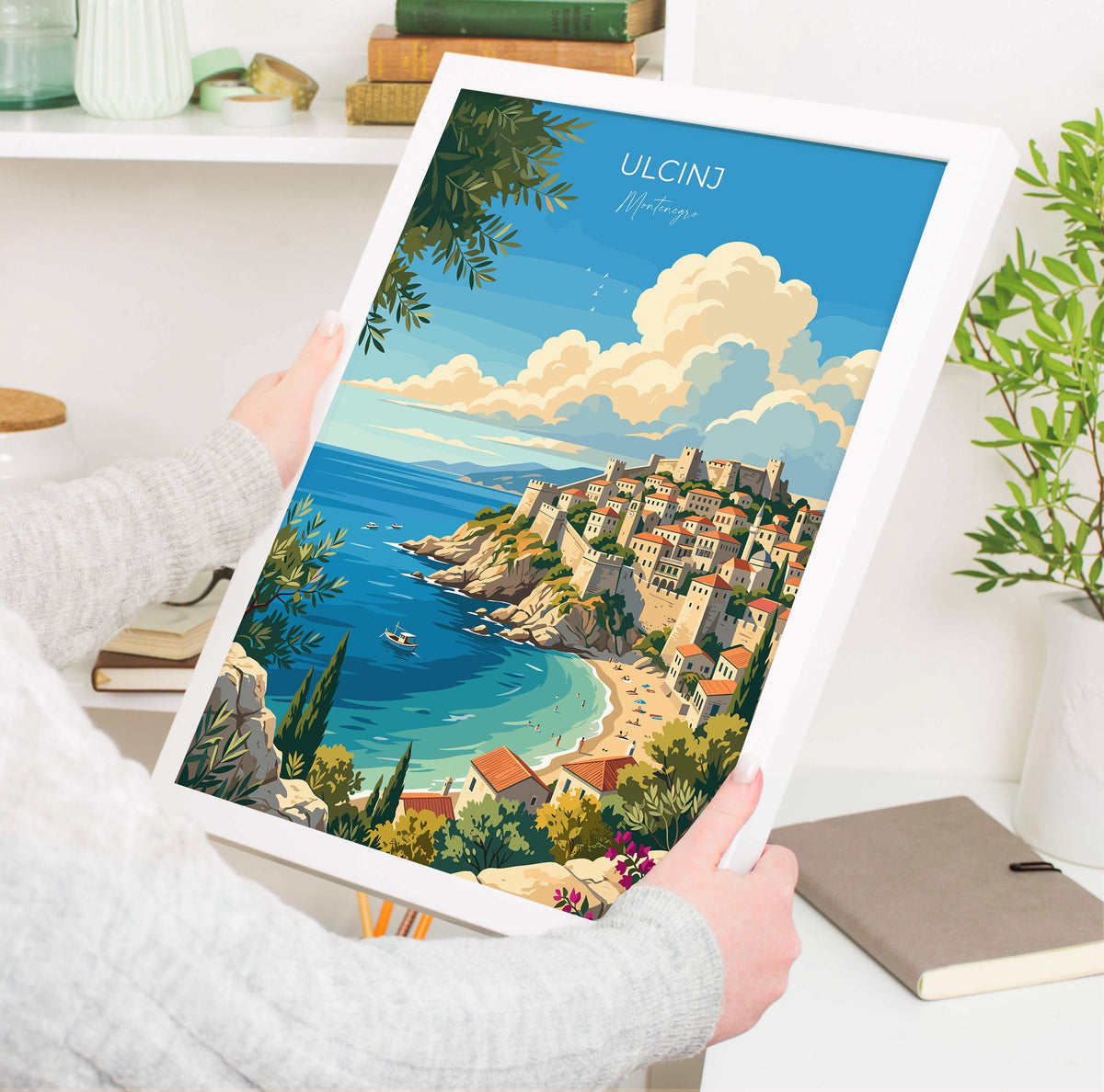 Ulcinj Montenegro Poster, Old Town Wall Art, Adriatic Coast Print, Balkans Travel Poster, Ulcinj Gift