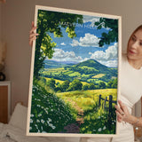 Malvern Hills Travel Print Wall Art, Malvern Hills Travel Poster, English Countryside Art Gift, Wall Art Print NQ Media Designs