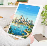 Perth Australia Poster, Western Australia Wall Art, Swan River Travel Print, Coastal City Decor, Australian Gift