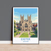 Exeter Cathedral Travel Poster, Exeter Devon Wall Art, Historic England City Print, Gothic Architecture Illustration, UK Decor, Exeter Gift NQ Media Designs