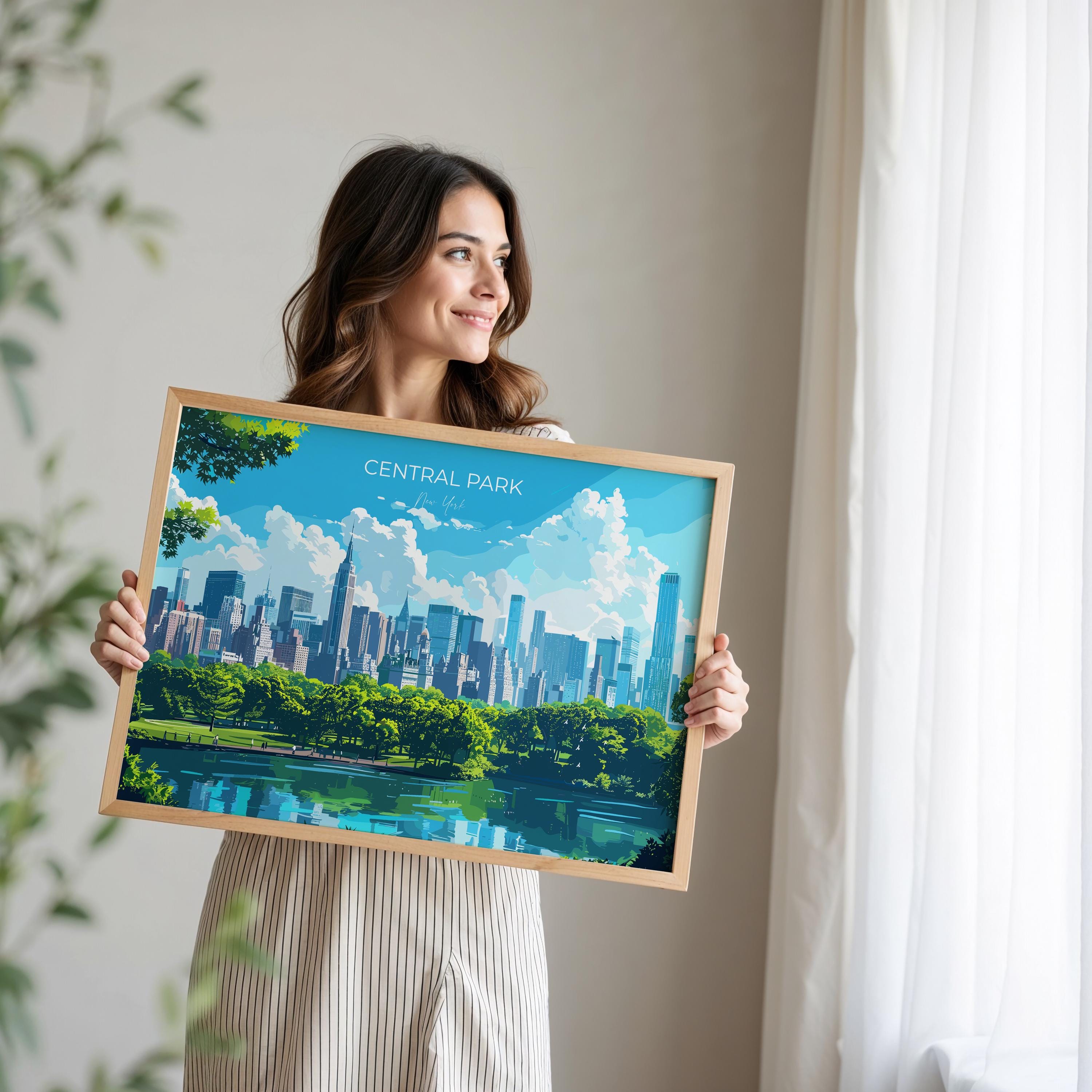 Central Park New York Landscape Travel Print Wall Art, Travel Poster of Central Park, New York Art Lovers Gift, New York, USA Travel Art NQ Media Designs