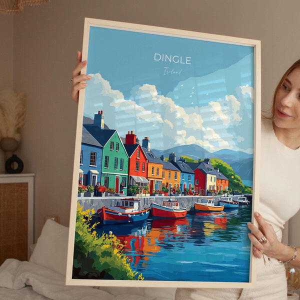 Dingle Print, Travel Poster of Dingle, County Kerry Art, Ireland Coast, Travel Wall Art Gift