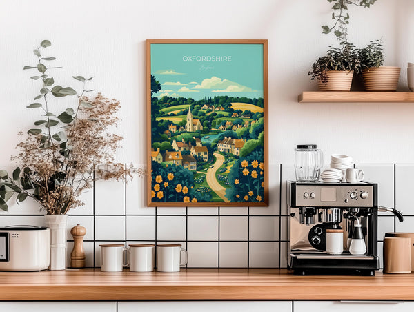 Oxfordshire Travel Print Wall Art, Oxfordshire Travel Poster, English Countryside Art Gift, Wall Art Print