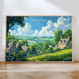 Cotswolds Landscape Travel Poster Wall Art, Travel Print of Cotswolds, Cotswolds Art Lovers Gift, English Countryside NQ Media Designs