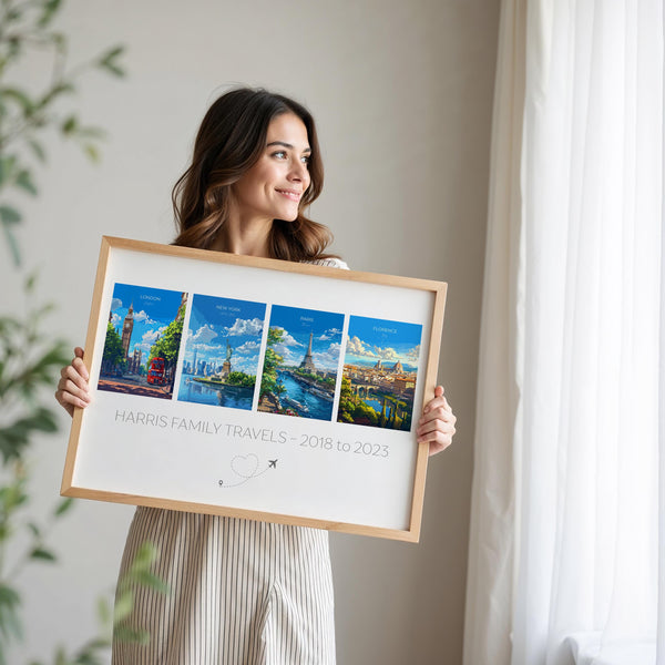 Favourite Places Travel Gift, Personalised Travel Memories Poster, Travel Print Collage, Custom Souvenir Gift for Travel Lovers
