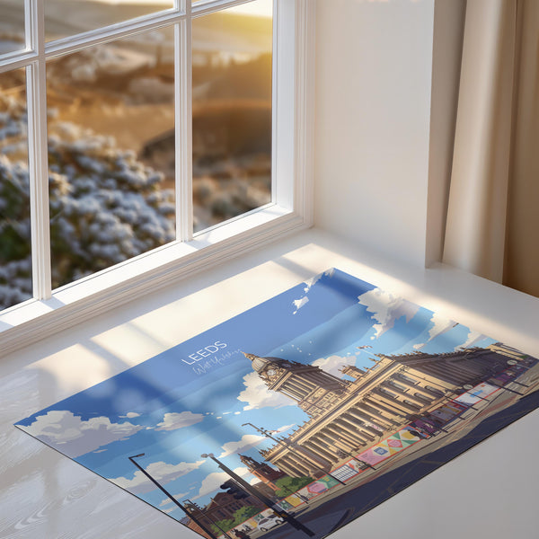 Leeds City Art Print, Leeds City Hall, West Yorkshire Landscape Poster, England UK City Travel Decor