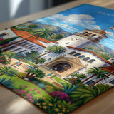 Santa Barbara Travel Poster, California Wall Art, Santa Barbara Courthouse Print, Spanish Colonial Architecture Poster, California Gift