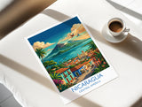 Nicaragua Travel Print, Granada Cathedral Wall Art with Border, Ometepe Volcano Poster, Lake Nicaragua Print, Central America Travel Print