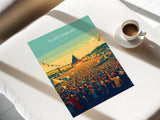 Glastonbury Travel Poster, Travel Print of Glastonbury, Somerset, England, Glastonbury Art, Festival Art Gift, Somerset Wall Art Print NQ Media Designs