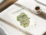 Nottinghamshire Illustrated Map Print, England Wall Art, Sherwood Forest Map Poster, Framed or Canvas Print, Notts Gift