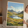 Scottish Highlands Travel Poster, Scotland Landscape Wall Art, Mountain & Loch Print, Dramatic Nature Illustration, UK Decor, Scotland Gift