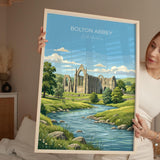 Bolton Abbey Poster, Yorkshire Dales Wall Art, Wharfedale Print, England Travel Poster, Bolton Abbey Gift