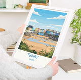 Tenby Travel Poster Wall Art, Tenby Travel Print, Wales, Pembrokeshire Coast Art Gift, Welsh Wall Art Print NQ Media Designs