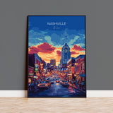 Nashville Travel Poster Wall Art, Travel Print of Nashville, Nashville Art Lovers Gift, Tennessee USA Art Gift NQ Media Designs