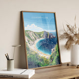 Lulworth Cove Travel Print, Travel Poster of Lulworth Cove, England, Dorset Coast Art Lovers Gift, Wall Art Print NQ Media Designs