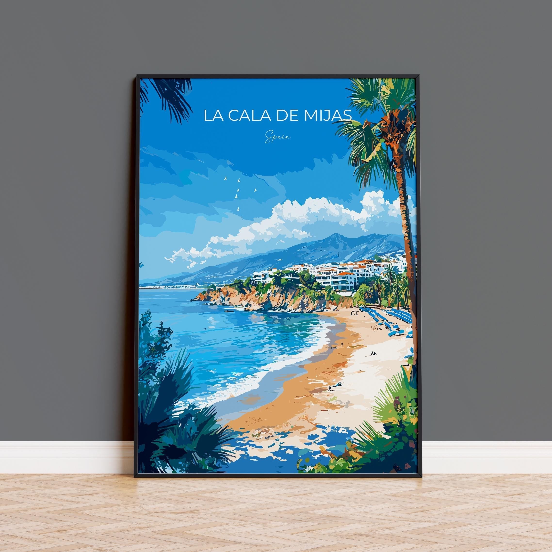La Cala de Mijas Travel Print, Travel Poster of La Cala de Mijas, Spain, Malaga Gift, Spain Gift Art, Wall Art Print NQ Media Designs