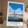 Blackpool Travel Poster Wall Art, Travel Print of Blackpool, England, Lancashire Seaside Art Lovers Gift, Travel Art Gift