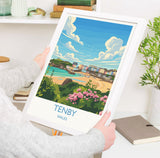 Tenby Travel Poster Wall Art, Tenby Travel Print, Wales, Pembrokeshire Coast Art Gift, Welsh Wall Art Print NQ Media Designs