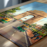 Delhi India Travel Print, India Gate Wall Art, New Delhi Landmark Poster, Historic Monument Illustration, Vintage Style Asia, India Gift