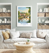 Richmond upon Thames Travel Poster, Richmond Bridge River Thames Wall Art, London Riverside Print, Historic Town Art, Vintage Style UK Decor