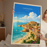 Cartagena Colombia Travel Print, Colourful Old Town Street Art, Cartagena Street Scene Poster, Caribbean Travel Wall Art, Vintage Style