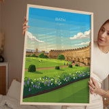 Bath Travel Print, Travel Poster of Bath, England, Cotswolds Art, English City Gift, Avon Wall Art Print NQ Media Designs