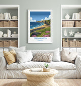 Trebarwith Travel Print, Travel Poster of Trebarwith, England, Cornwall Art, Trebarwith Art Lovers Gift, Wall Art Print NQ Media Designs