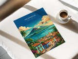 Nicaragua Travel Poster, Granada Cathedral Wall Art, Ometepe Volcano Print, Lake Nicaragua & Colonial City, Central America Travel Poster