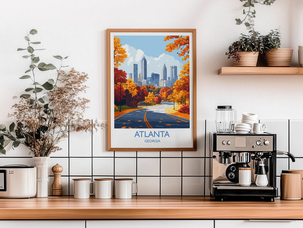 Atlanta Travel Print, Travel Poster of Atlanta, Georgia, Atlanta City Art Lovers Gift, USA Gift, Wall Art Print