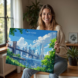 Brooklyn Bridge New York Landscape Travel Print Wall Art, Travel Poster of New York, New York Art Lovers Gift, New York, USA Travel Art NQ Media Designs