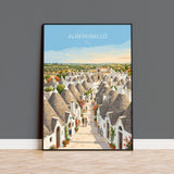 Alberobello Italy Poster, Trulli Houses Wall Art, Puglia Village Print, Italian Travel Poster, Alberobello Gift