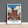Strasbourg Christmas Market Print, Alsace Winter Wall Art with Border, Petite France Poster, France Festive Travel Print, Strasbourg Gift