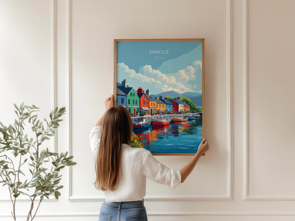 Dingle Print, Travel Poster of Dingle, County Kerry Art, Ireland Coast, Travel Wall Art Gift