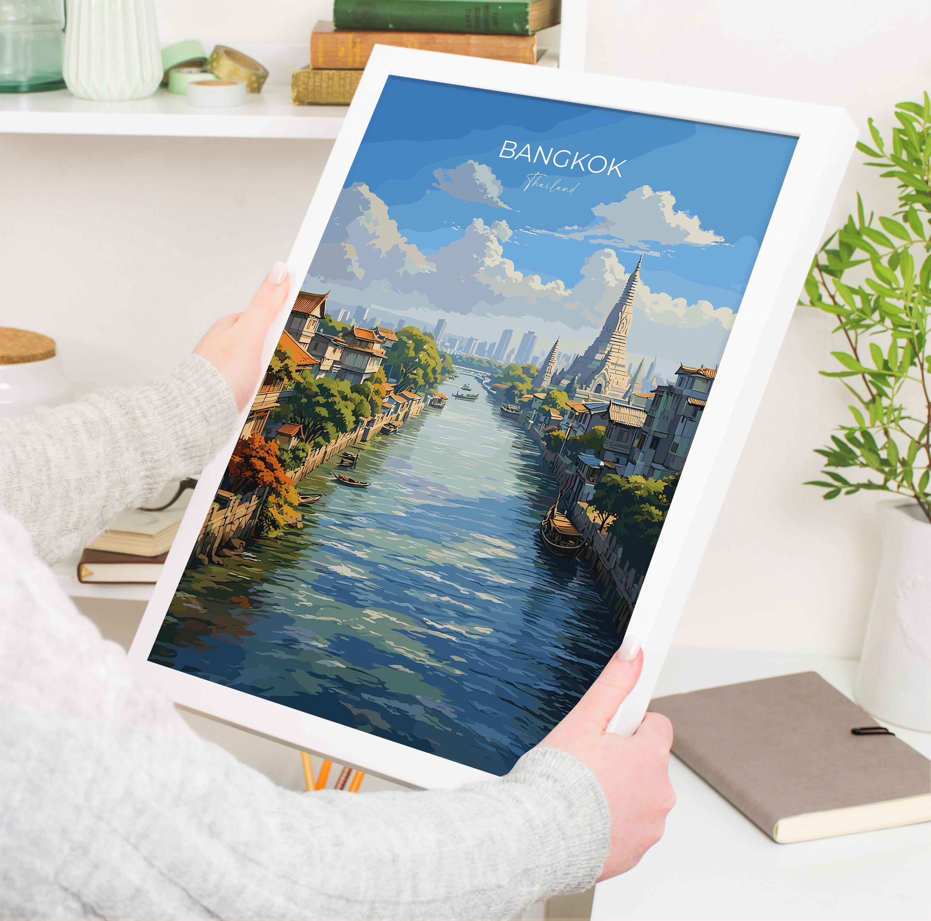 Bangkok Print Wall Art, Bangkok Travel Poster, Thailand Wall Art, Bangkok Art Lovers Gift, Thailand Gift